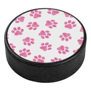 Doodle Paws, Dog Paws, Pink Paws Hockey Puck