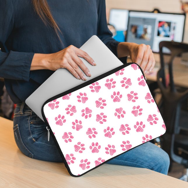 Doodle Paws, Dog Paws, Pink Paws Laptop Sleeve (Creator Uploaded)