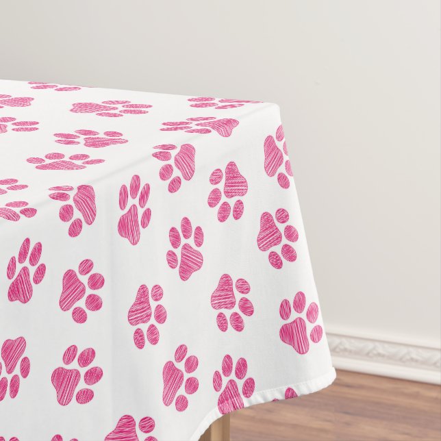 Doodle Paws, Dog Paws, Pink Paws Tablecloth (In Situ)