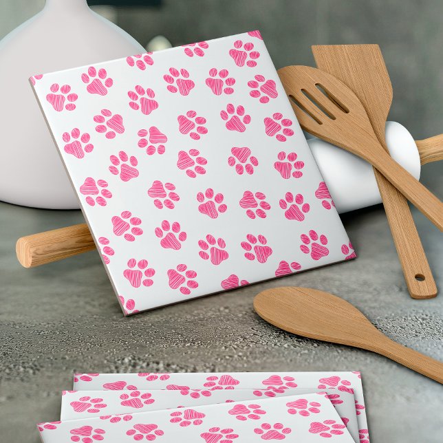 Doodle Paws, Dog Paws, Pink Paws Tile (Creator Uploaded)