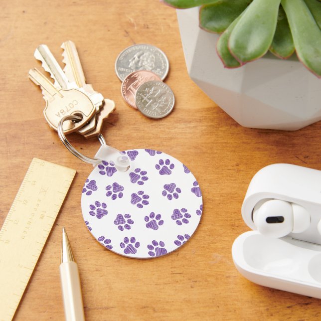 Doodle Paws, Dog Paws, Purple Paws Key Ring (Desk)