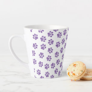 Doodle Paws, Dog Paws, Purple Paws Latte Mug