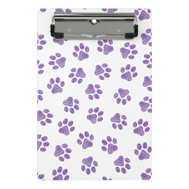 Doodle Paws, Dog Paws, Purple Paws Mini Clipboard (Front)