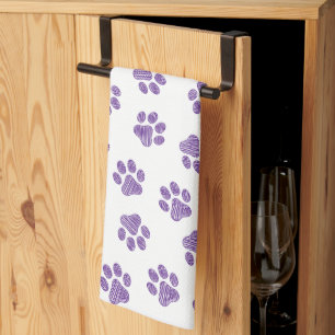 Doodle Paws, Dog Paws, Purple Paws Tea Towel