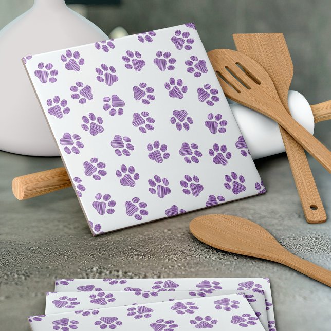 Doodle Paws, Dog Paws, Purple Paws Tile (Creator Uploaded)