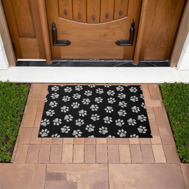 Doodle Paws, Dog Paws, White Paws Doormat (Outdoor)