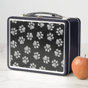 Doodle Paws, Dog Paws, White Paws Metal Lunch Box