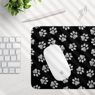 Doodle Paws, Dog Paws, White Paws Mouse Pad