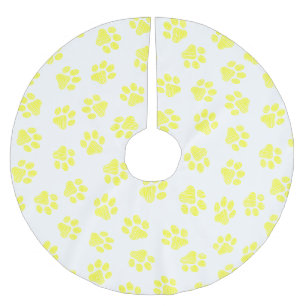 Doodle Paws, Dog Paws, Yellow Paws Brushed Polyester Tree Skirt