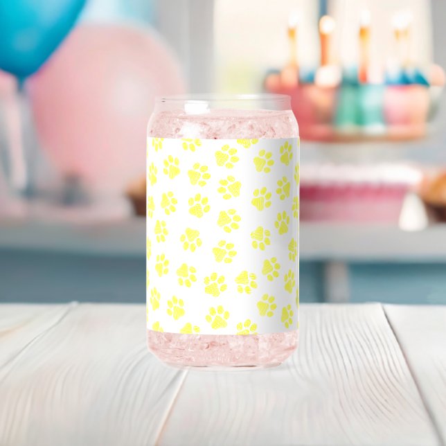 Doodle Paws, Dog Paws, Yellow Paws Can Glass (Insitu (Baby Shower))