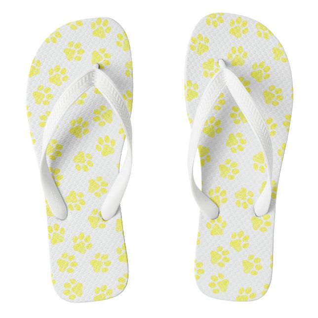 Doodle Paws, Dog Paws, Yellow Paws Jandals (Footbed)
