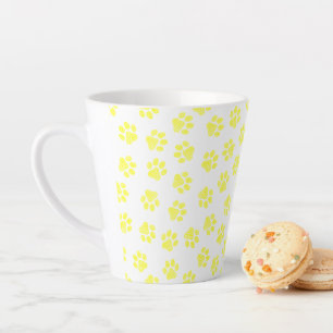 Doodle Paws, Dog Paws, Yellow Paws Latte Mug