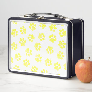Doodle Paws, Dog Paws, Yellow Paws Metal Lunch Box
