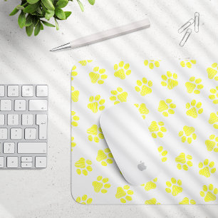 Doodle Paws, Dog Paws, Yellow Paws Mouse Pad