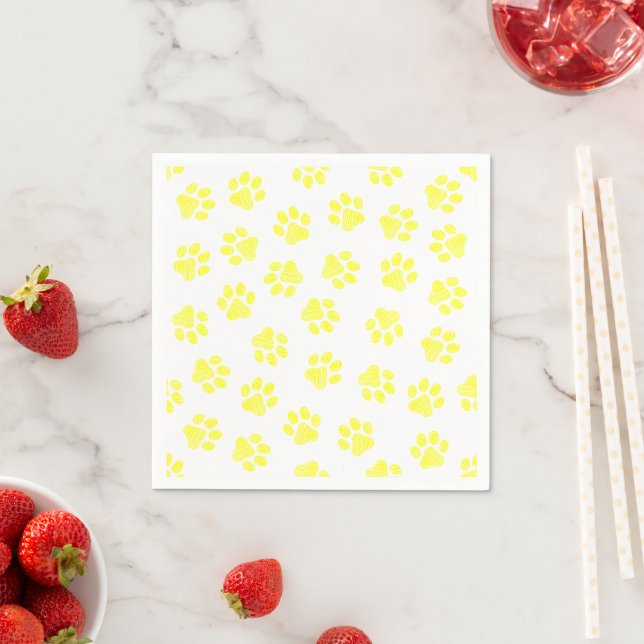 Doodle Paws, Dog Paws, Yellow Paws Napkin (Insitu)