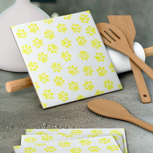 Doodle Paws, Dog Paws, Yellow Paws Tile