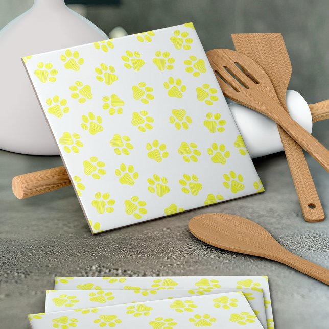 Doodle Paws, Dog Paws, Yellow Paws Tile (Creator Uploaded)