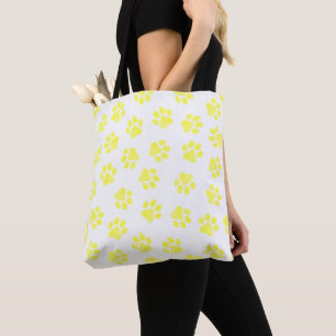 Doodle Paws, Dog Paws, Yellow Paws Tote Bag