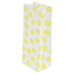 Doodle Paws, Dog Paws, Yellow Paws Wine Gift Bag