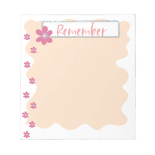 Doodle Pink Flowers Remember Notepad