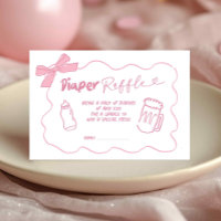 Doodle Pink Gir Baby is Brewing Diaper Raffle Card