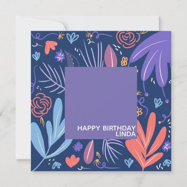 Doodle Plant Floral Pattern Illustration  Card (Front)