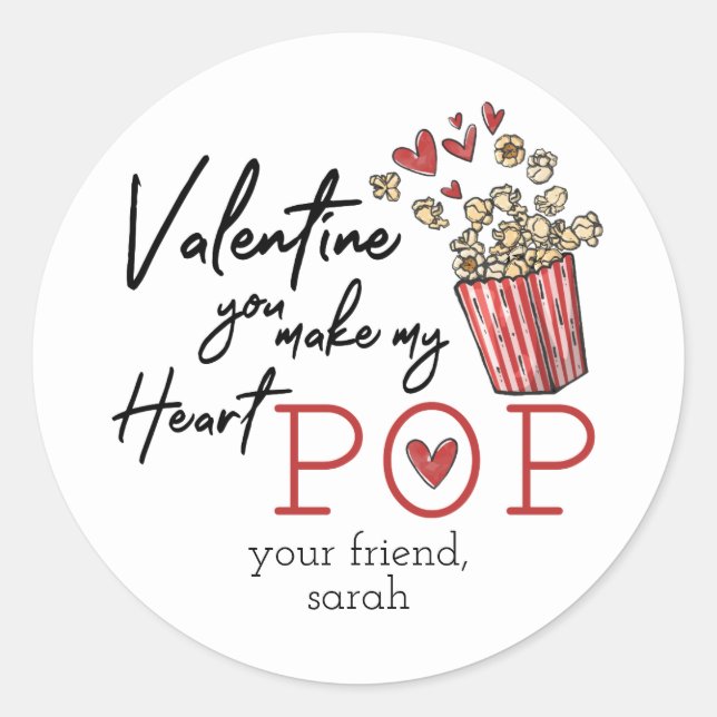 Doodle Popcorn Valentine Sticker (Front)