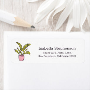 Doodle Potted Plant Botanical Return Address