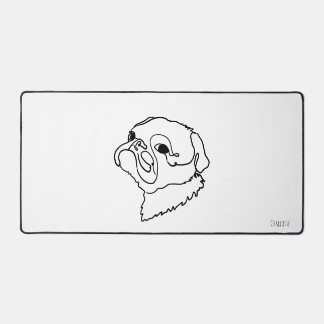 Doodle Pug Joy: Customise with Your Words Desk Mat (Front)