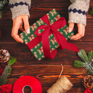 Doodle Puppy Dog Christmas Holiday Wrapping Paper