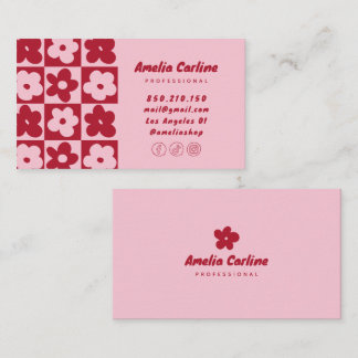 Doodle retro flowers business cards