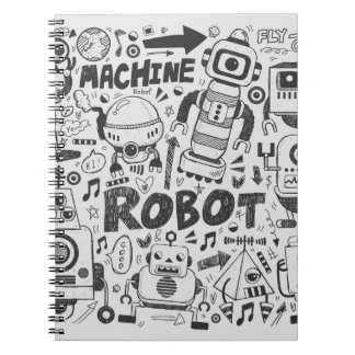 Doodle Robot Illustrator Drawing Notebook