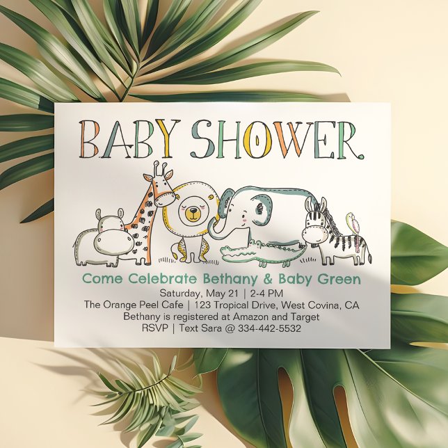 Doodle Safari Baby Shower Invitation (Creator Uploaded)