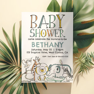 Doodle Safari Baby Shower Invitation