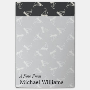 Doodle Sailboat Pattern   Add Your Name Post-it Notes