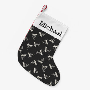 Doodle Sailboat Pattern Add Your Name Small Christmas Stocking