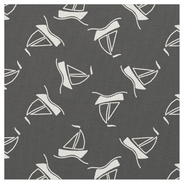 Doodle Sailboat Pattern Fabric (Close Up)
