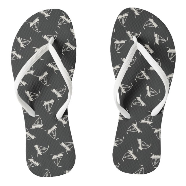 Doodle Sailboat Pattern Jandals (Footbed)