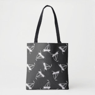 Doodle Sailboat Pattern Tote Bag