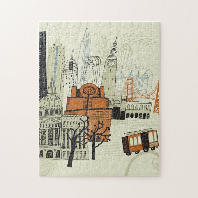 Doodle San Francisco Scene Jigsaw Puzzle (Vertical)