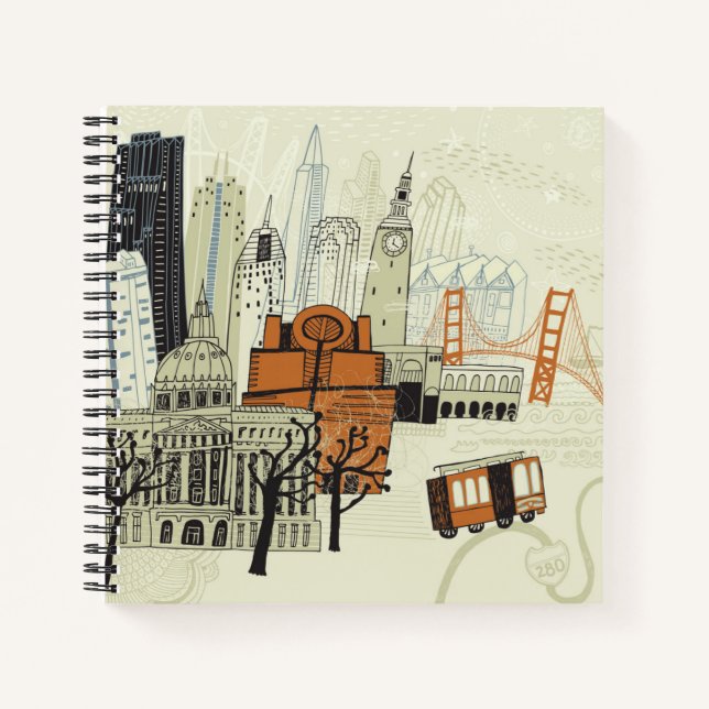 Doodle San Francisco Scene Notebook (Front)