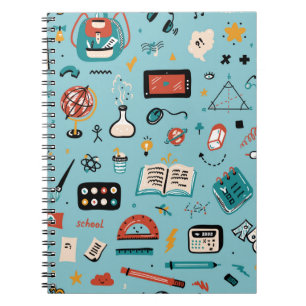 Doodle School Supplies Icons vintage Seamless Patt Notebook