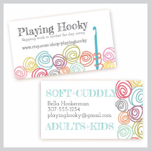 Doodle scribble yarn crochet hook business card