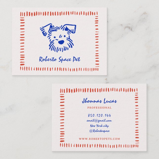 Doodle script dog pets business card (Front/Back)