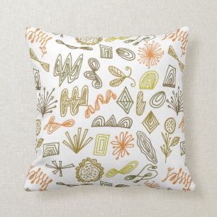 doodle shapes abstract patterned pillow