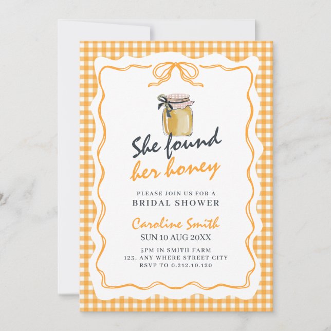 doodle She Found Her Honey bridal shower  Invitation (Front)
