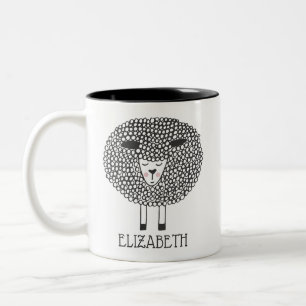 Doodle Sheep Personalised Two-Tone Coffee Mug