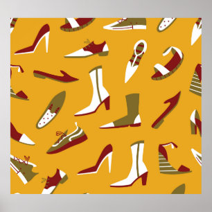 Doodle Shoes: Hand Drawn Seamless. Poster
