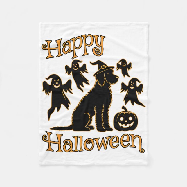 Doodle Silhouette Happy Halloween  Fleece Blanket (Front)