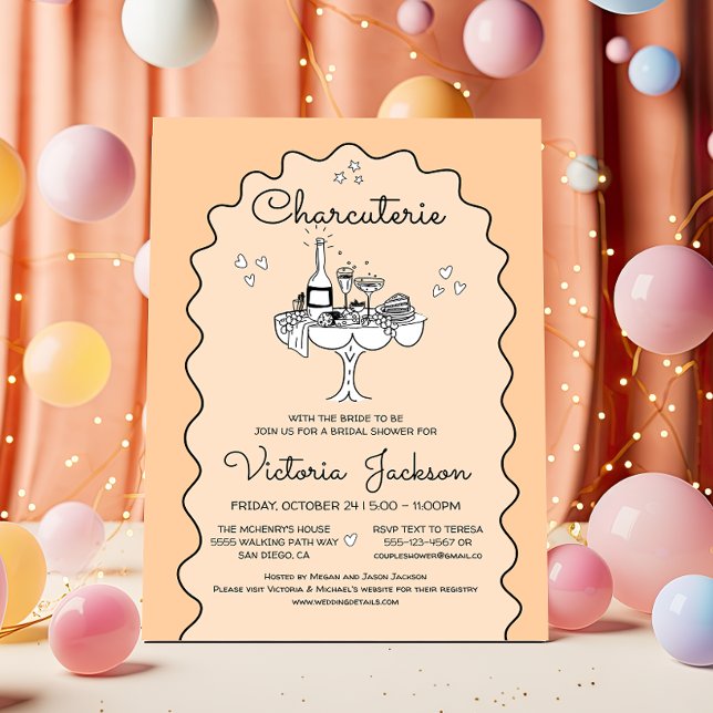 Doodle Sketch Charcuterie Board Bridal Shower Invitation (Creator Uploaded)